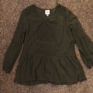 Army green flowy blouse